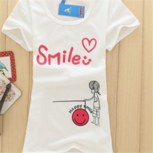 [TS-024] สีขาว / เสื้อยืดพิมพ์ลาย Smile หัวใจ